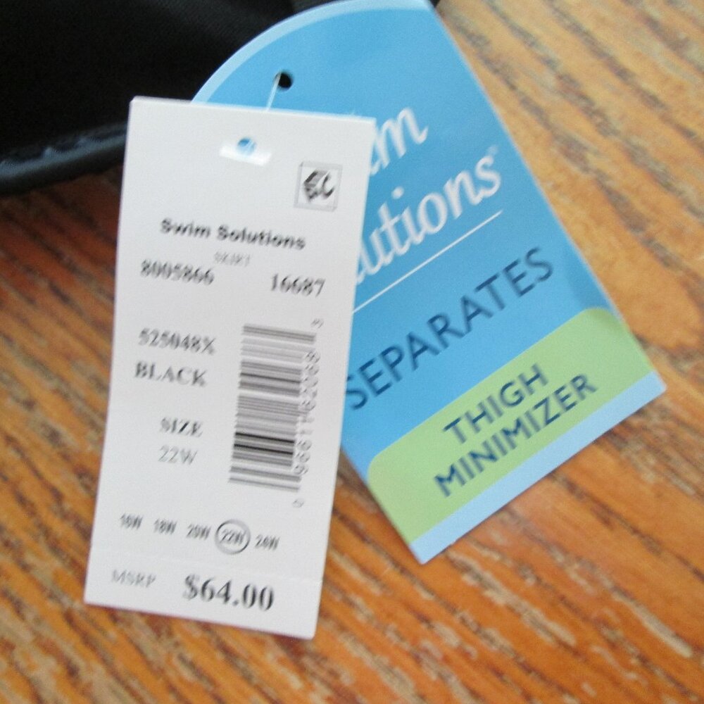 NWT Swim Solutions Plus Women's Thigh Minimizer Swim Skirt Black 22W - Picture 8 of 8